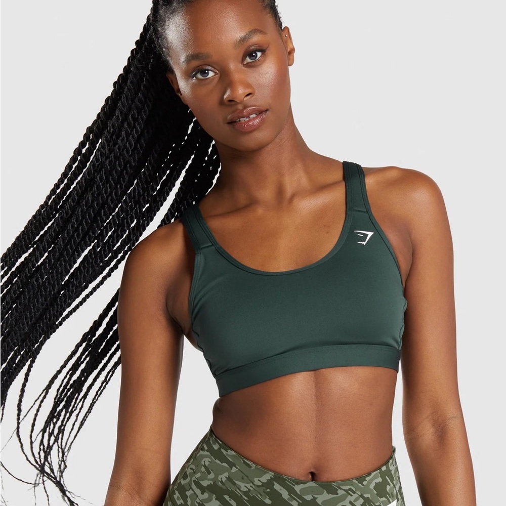GYMSHARK SCOOP NECK SPORTS BRA - Obsidian Green